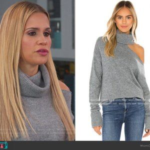 Paige Raundi Cut-Out Shoulder Turtleneck Gray Sweater S